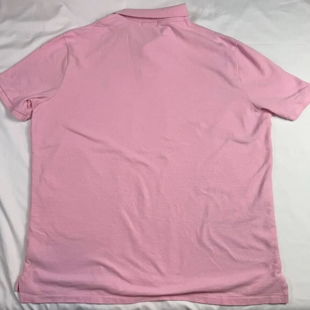 Polo Ralph Lauren Shirt L Classic Fit Pink Blue Pony Logo Casual Rugby Men's